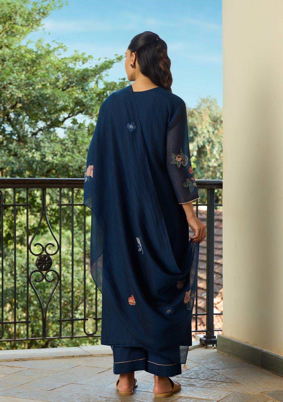 Midnight Blue Floral Kurta Set
