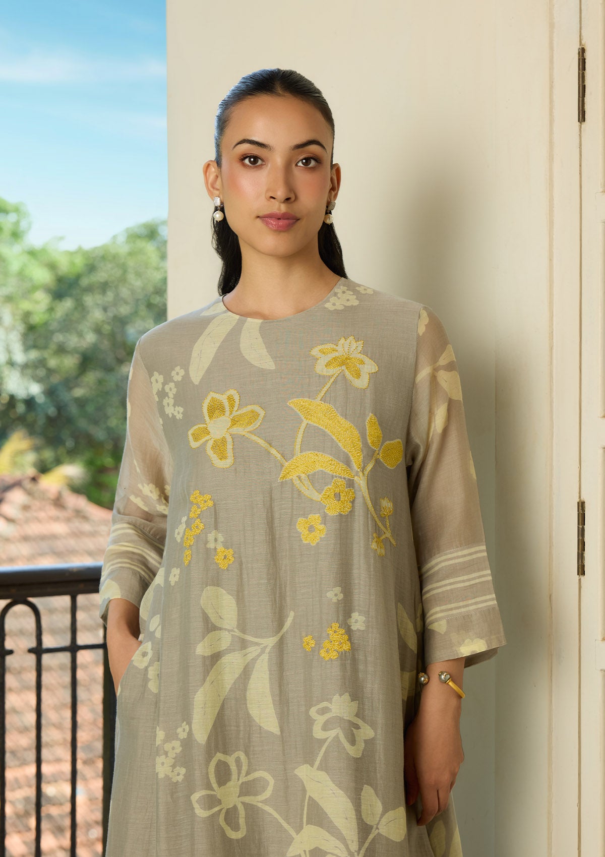 Slate Floral Embroidered Co-ord Set