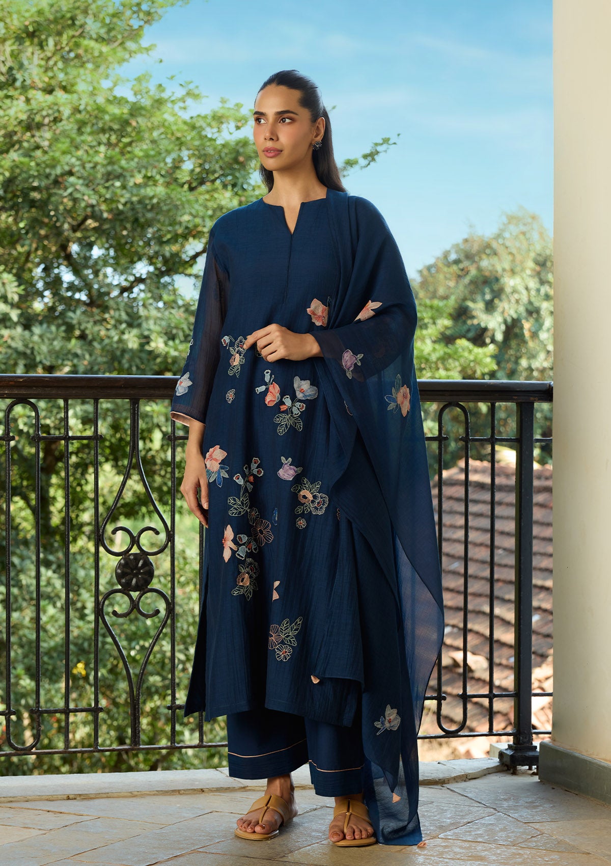 Midnight Blue Floral Kurta Set