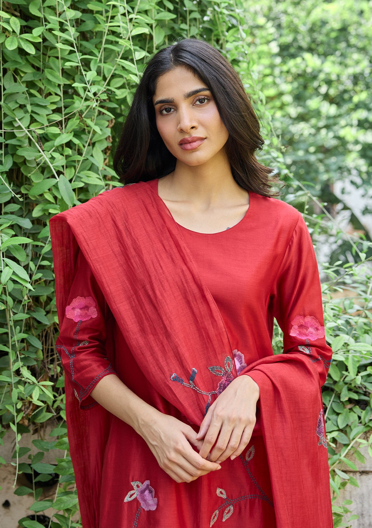 Crimson Thread Embroidered Kurta Set