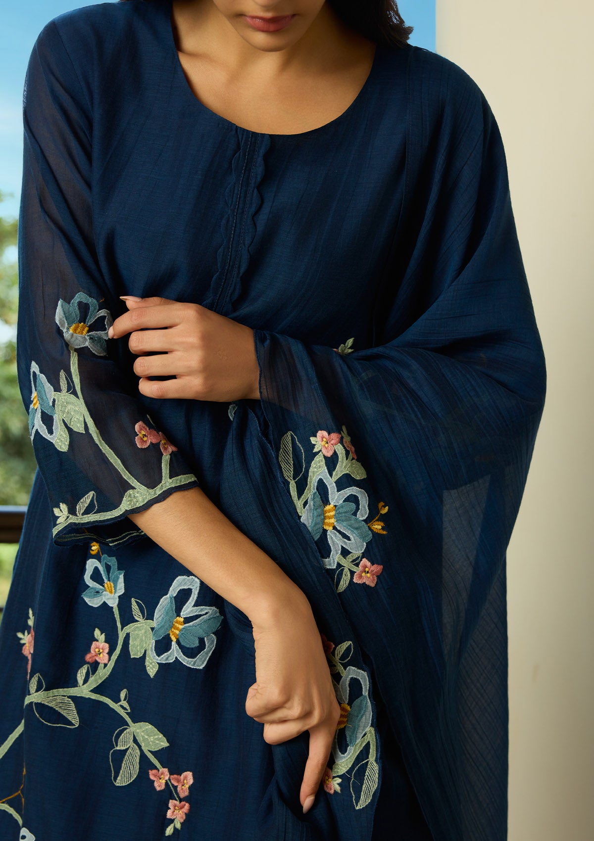 Midnight Blue Applique Kurta Set