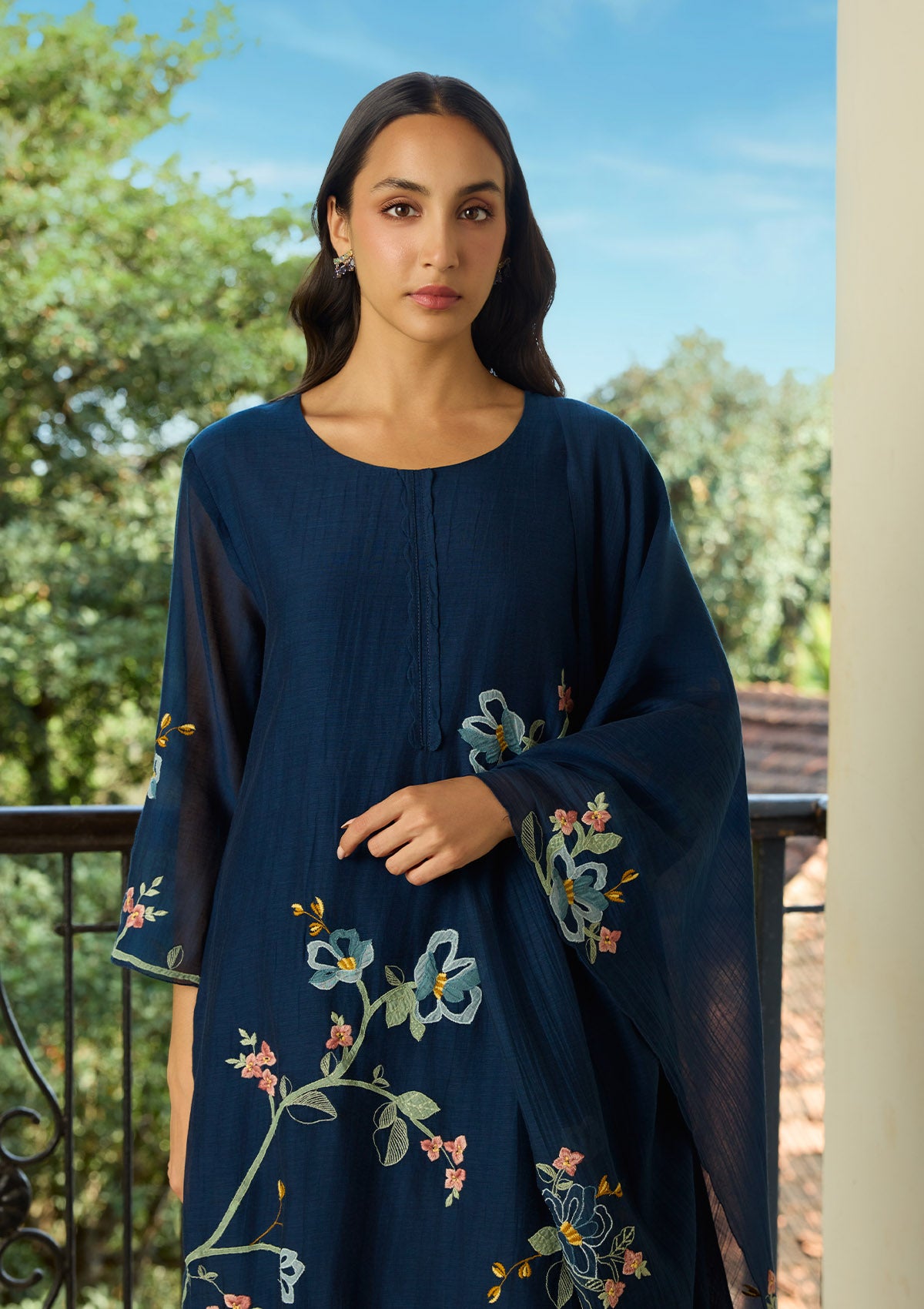 Midnight Blue Applique Kurta Set