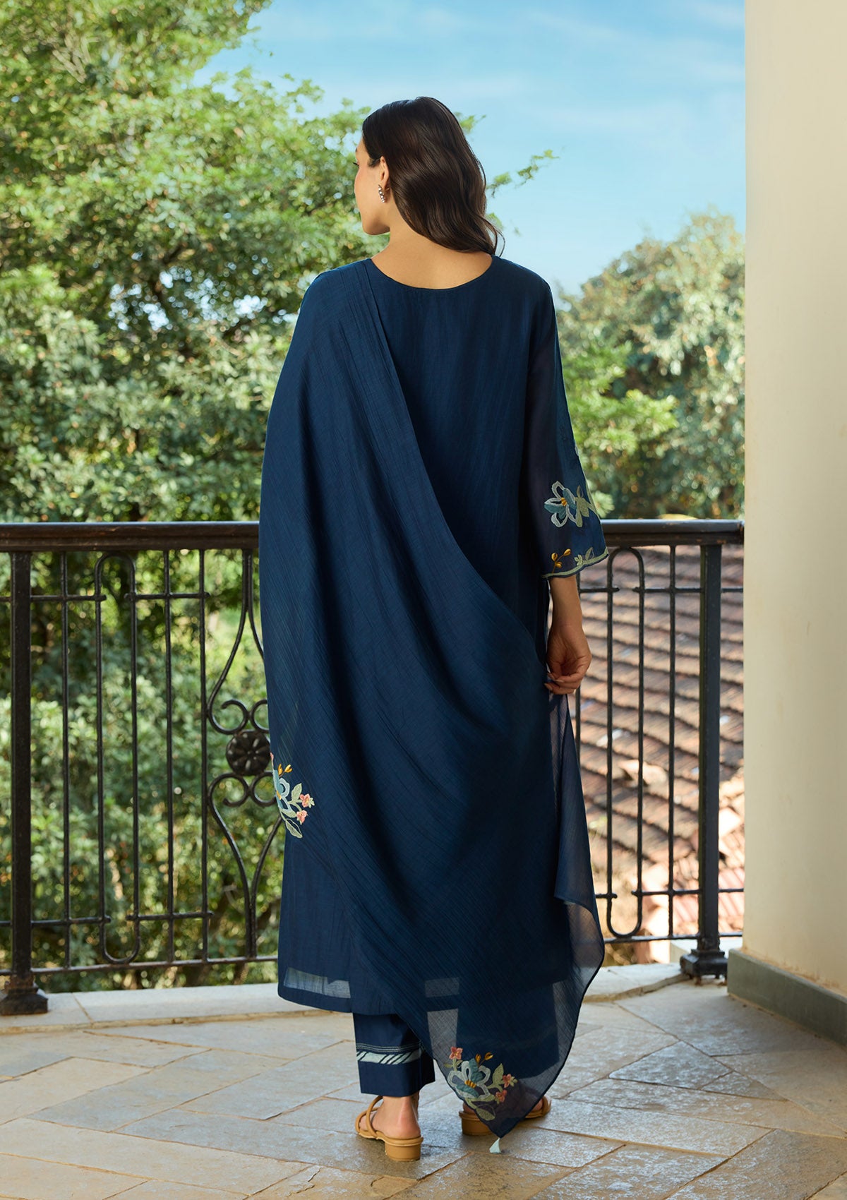 Midnight Blue Applique Kurta Set