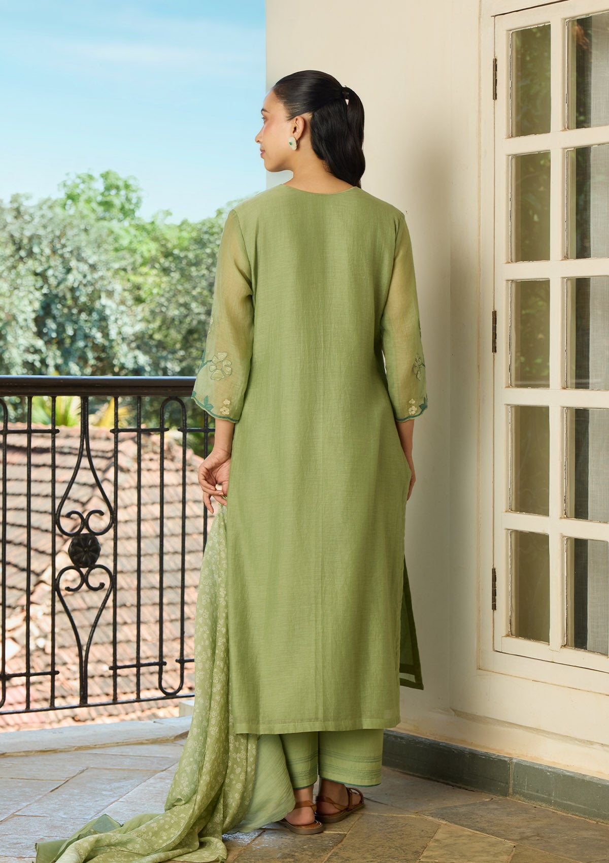 Sage Applique Kurta Set