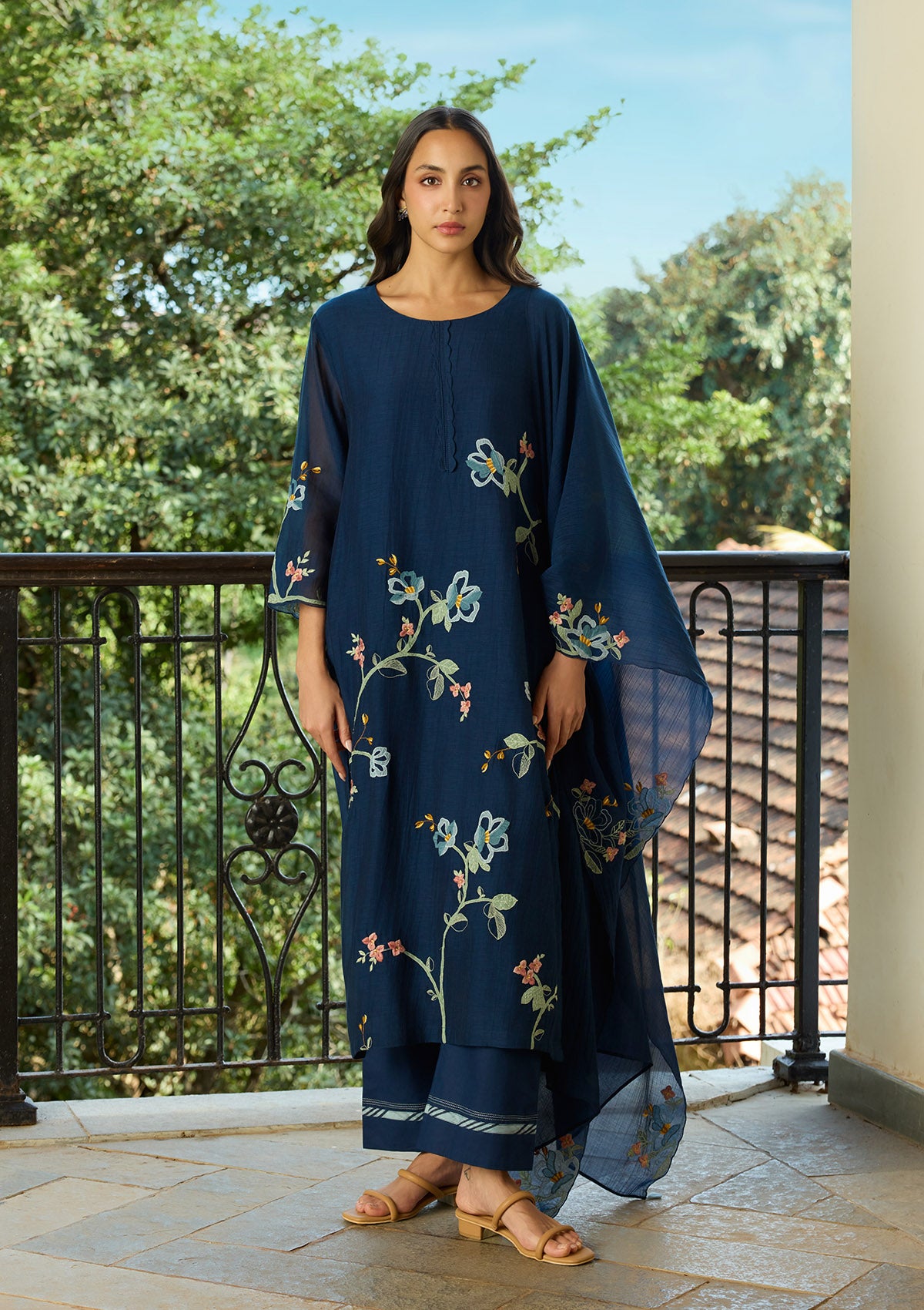 Midnight Blue Applique Kurta Set