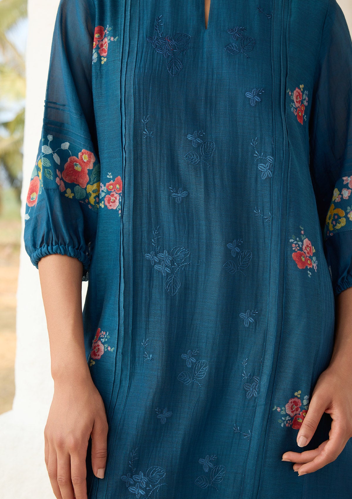 Sapphire Embroidered Floral Dress