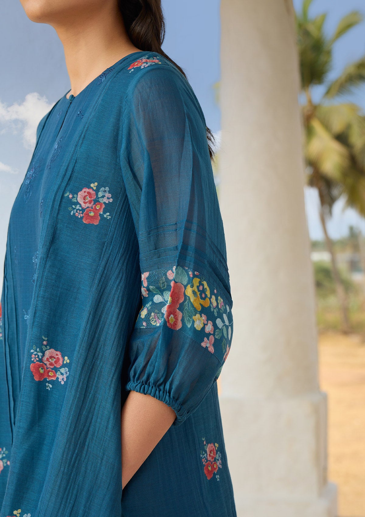 Sapphire Embroidered Floral Dress