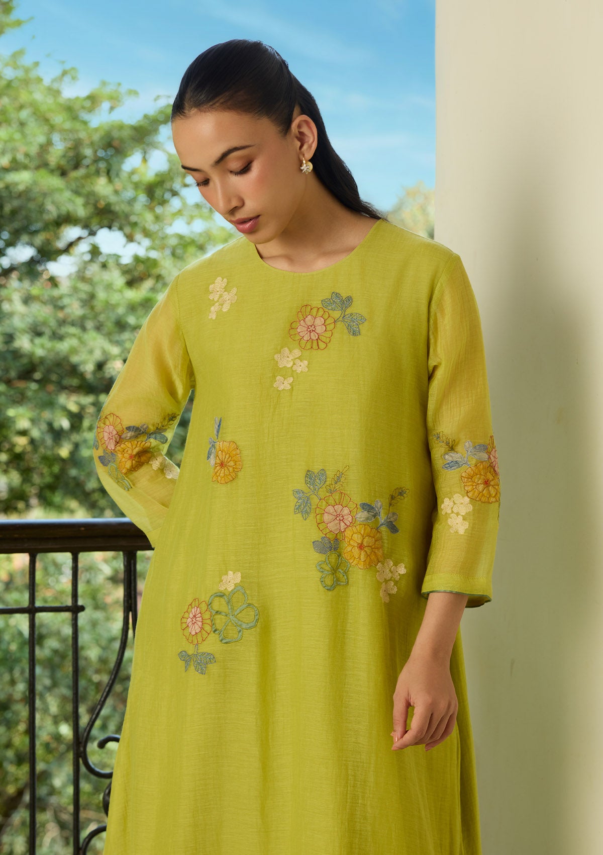 Lime Thread Embroidered Co-ord Set