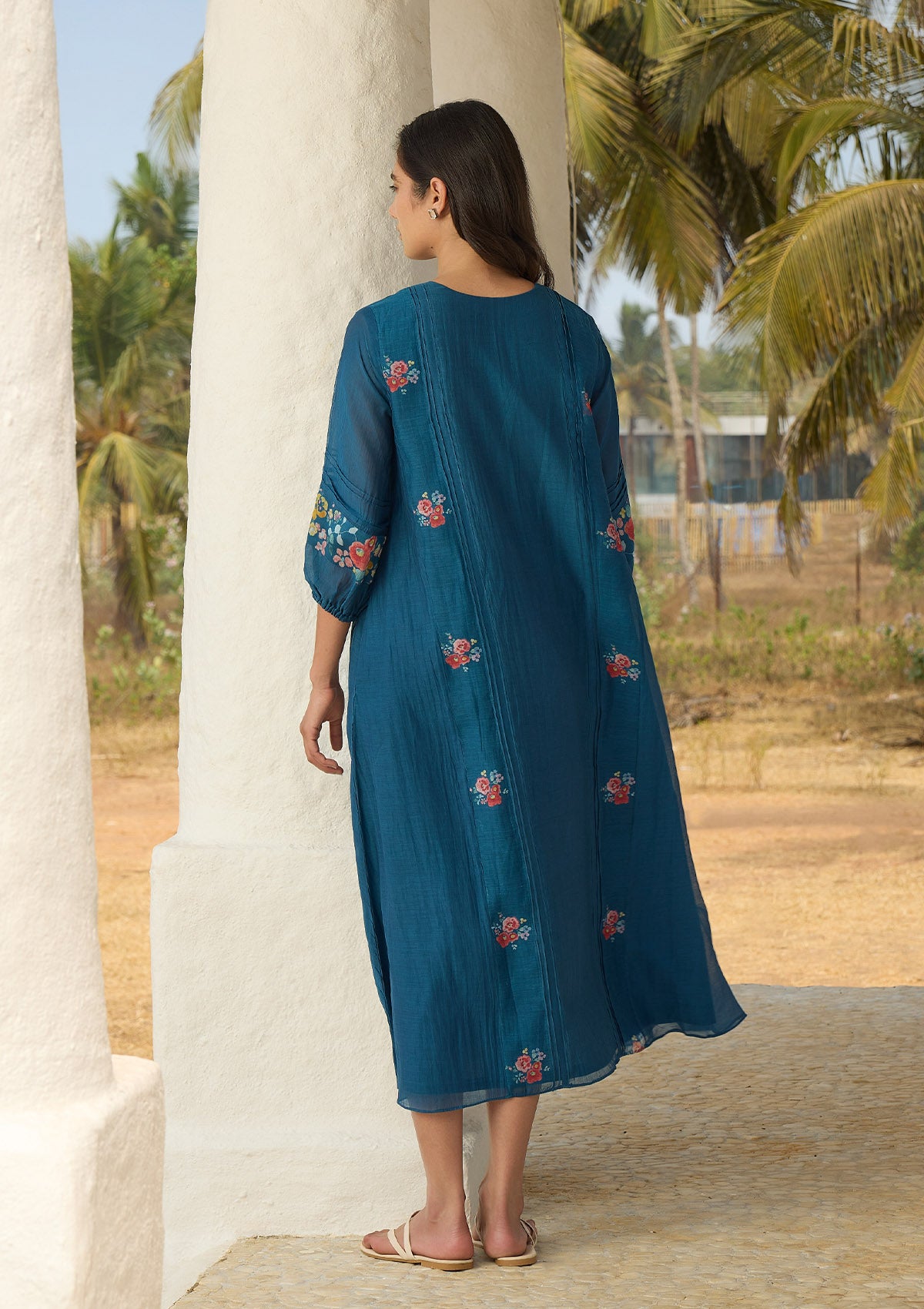 Sapphire Embroidered Floral Dress