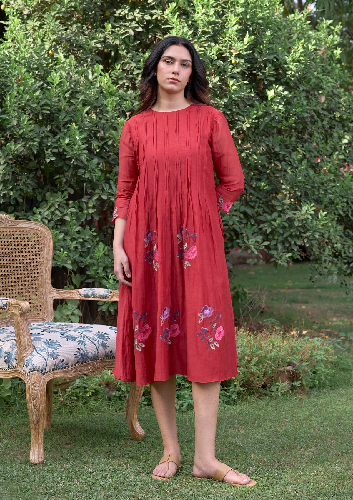 Crimson Pintuck Dress