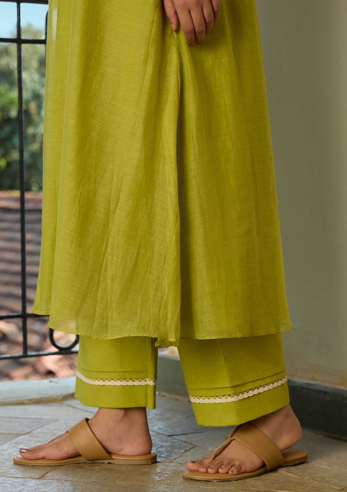 Lime Thread Embroidered Co-ord Set