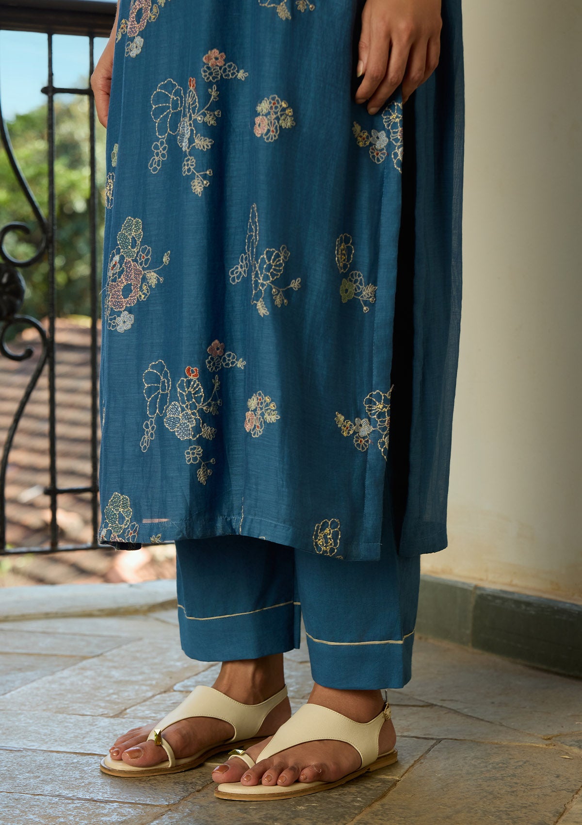 Indigo Thread Embroidered Kurta Set