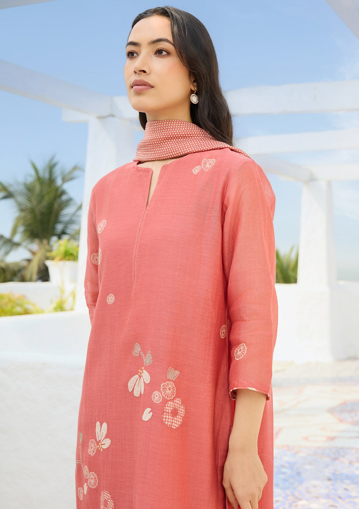Hibiscus Applique Kurta Set