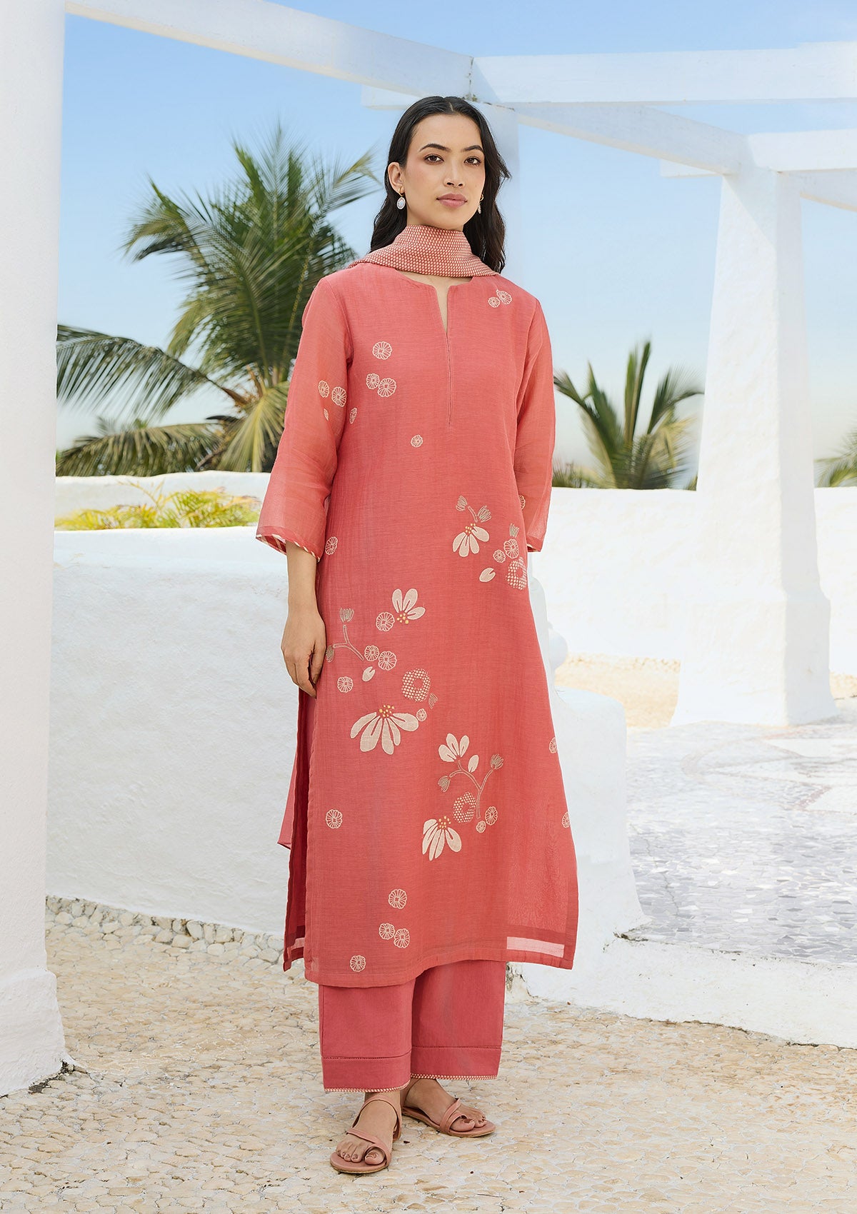 Hibiscus Applique Kurta Set