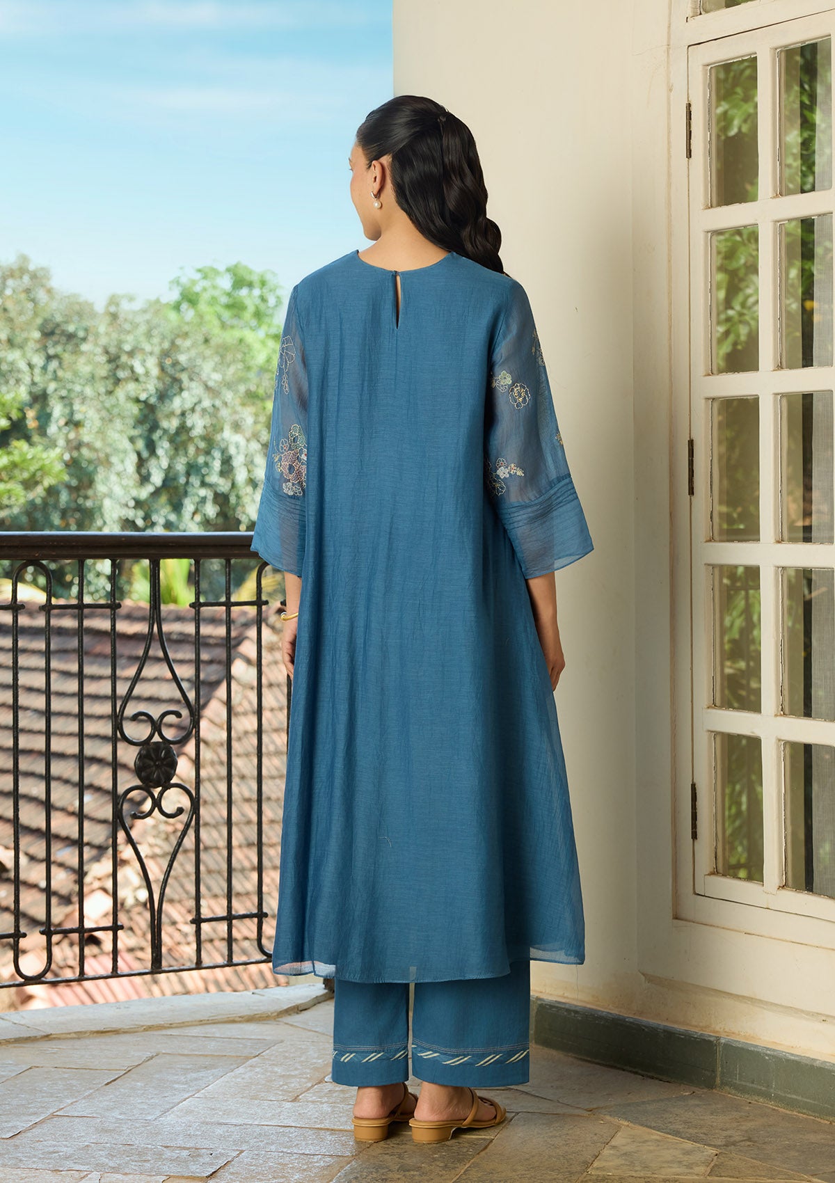 Indigo Thread Embroidered  Co-ord Set