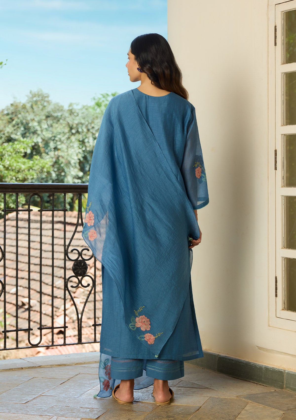 Indigo Applique Kurta  Set
