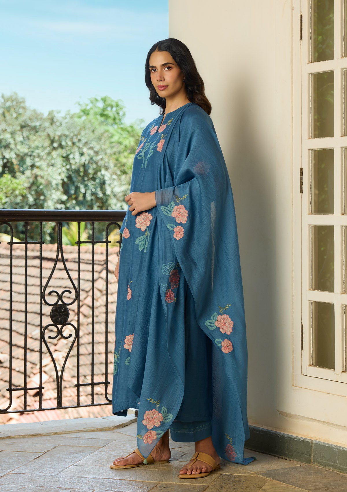Indigo Applique Kurta  Set
