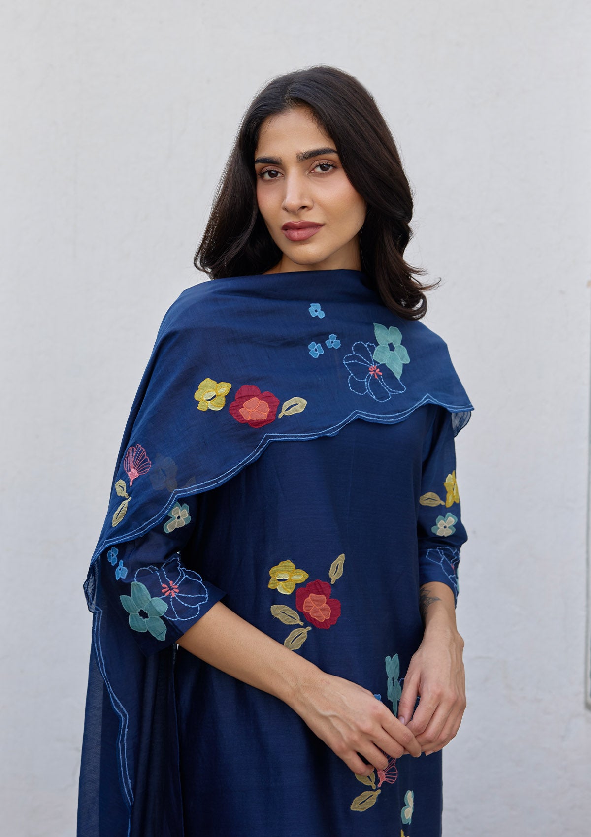Midnight Blue Applique Kurta Set