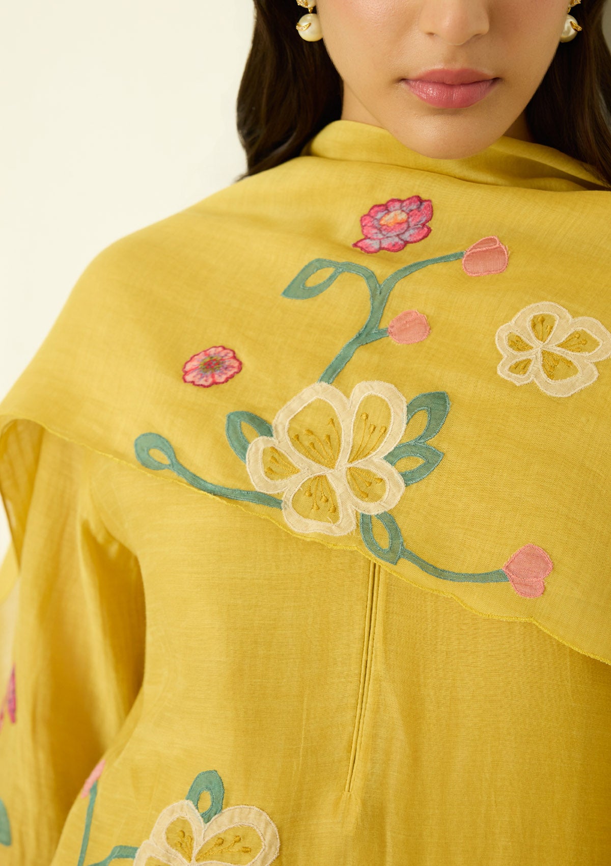 Marigold Floral Applique Kurta Set