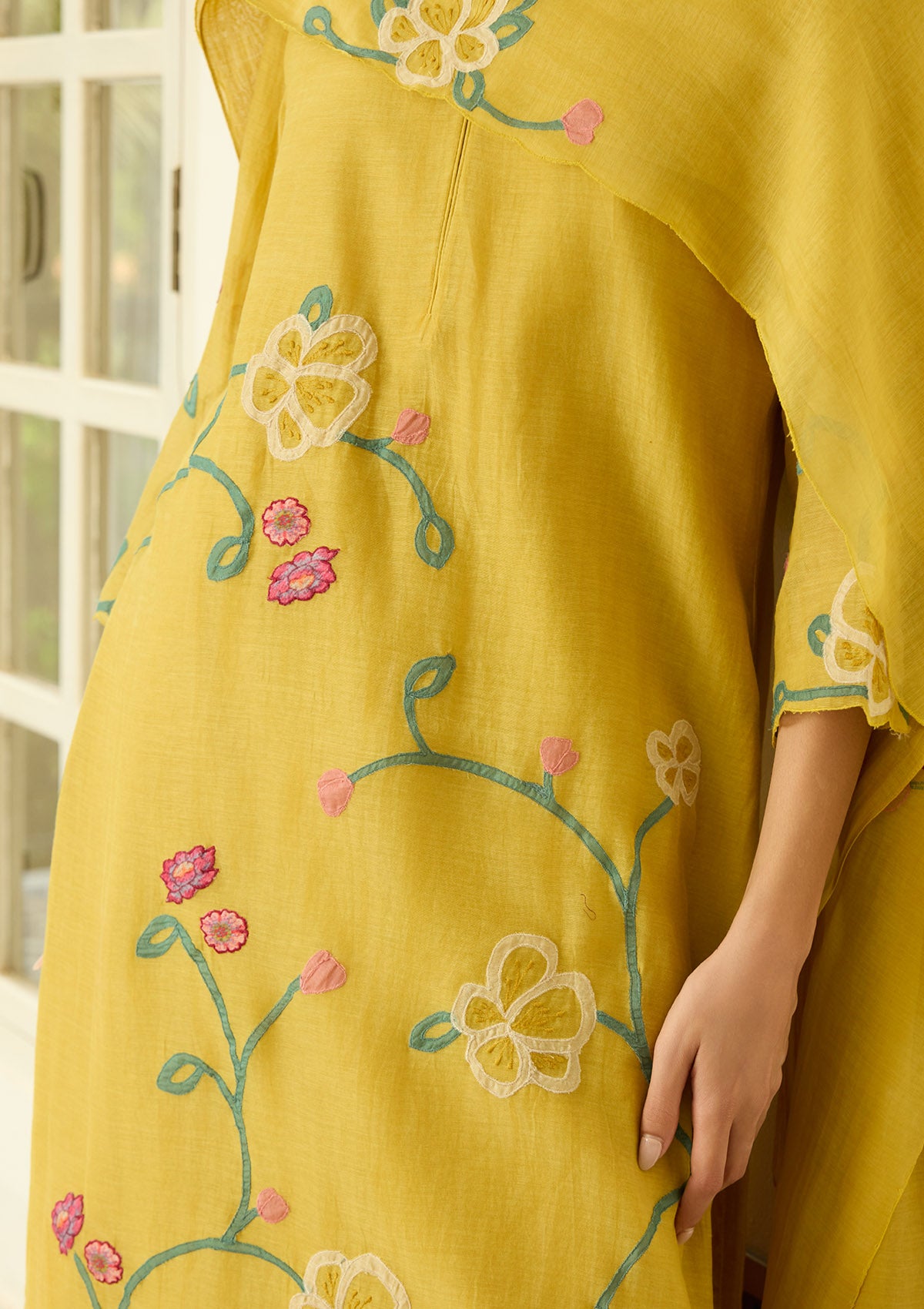 Marigold Floral Applique Kurta Set