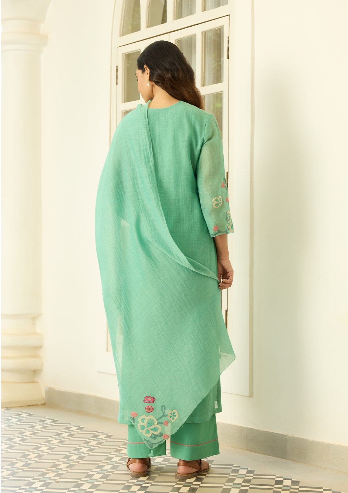 Mint Applique Kurta Set