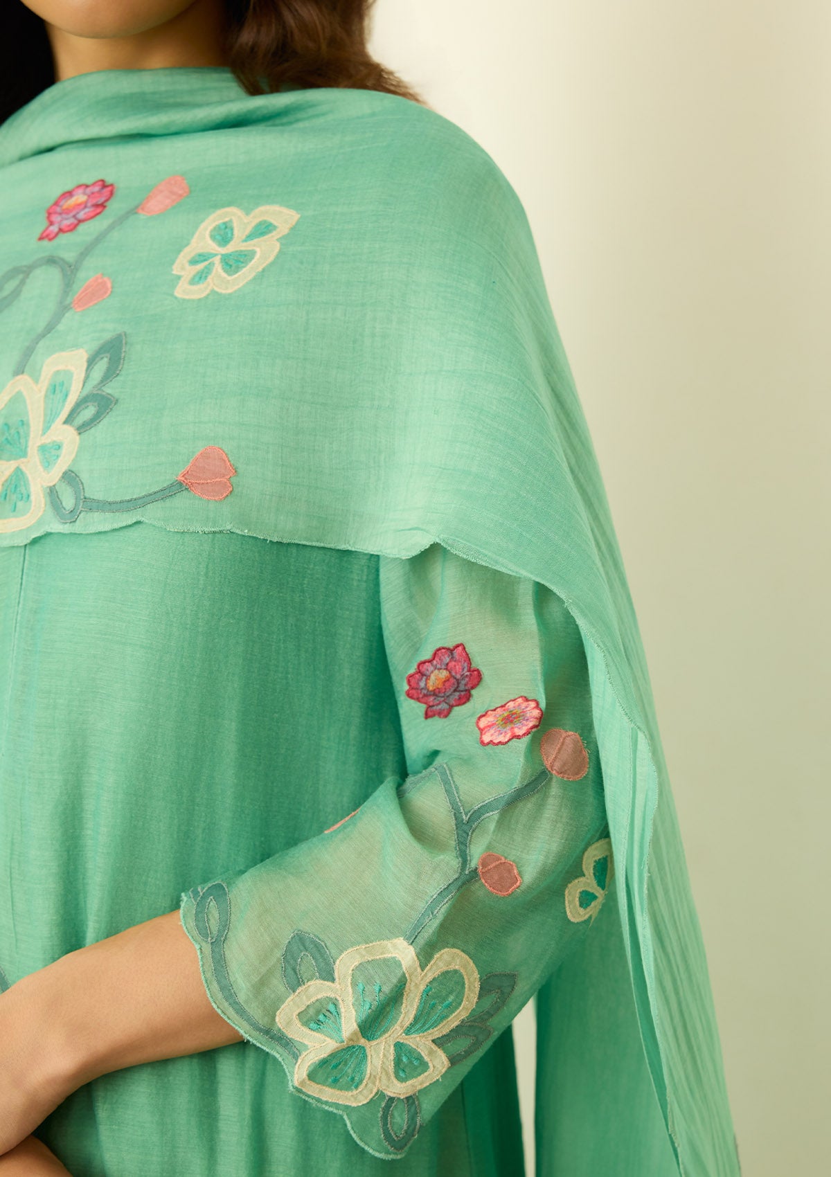 Mint Applique Kurta Set
