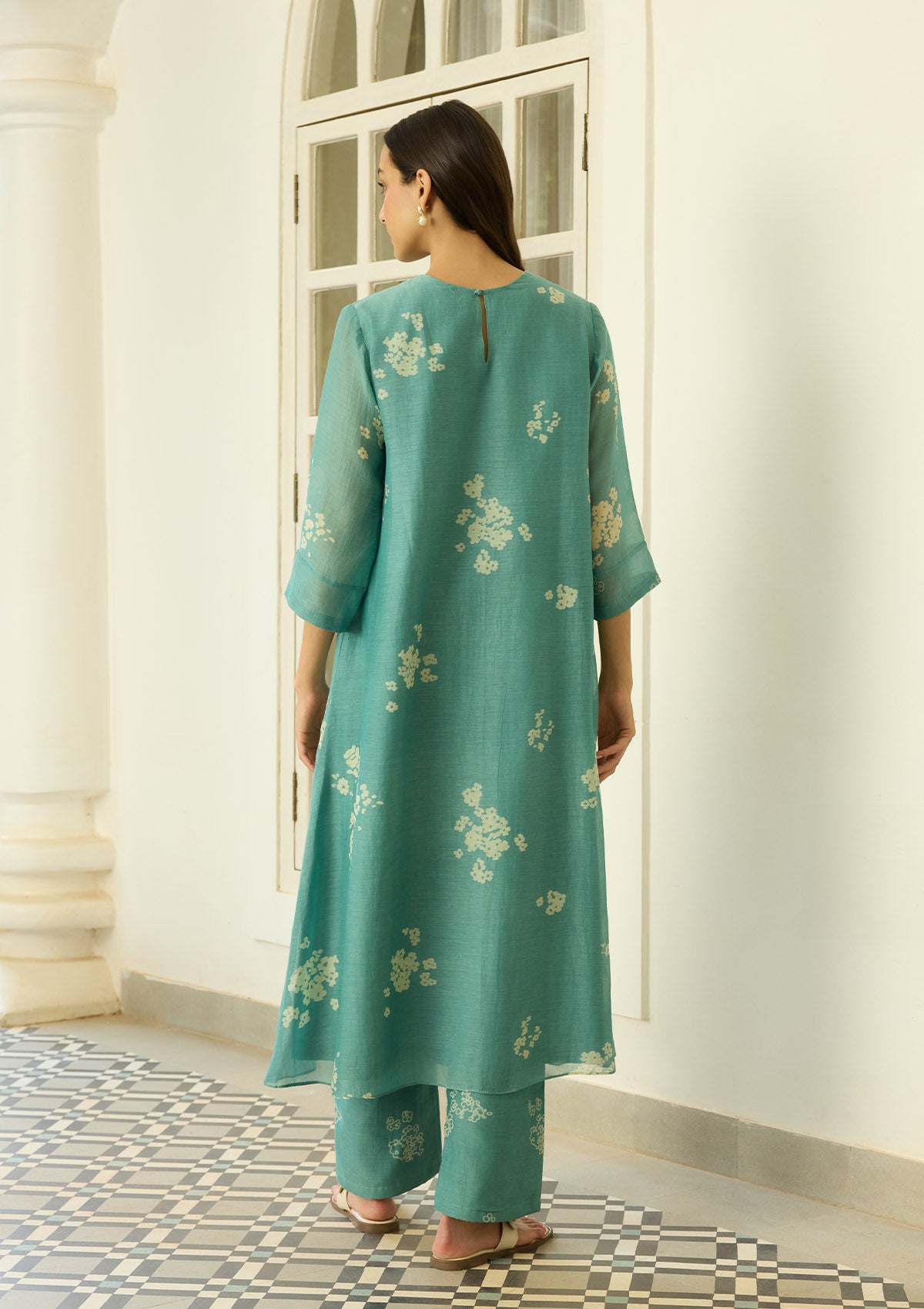 Aqua Floral Applique Co-ord Set