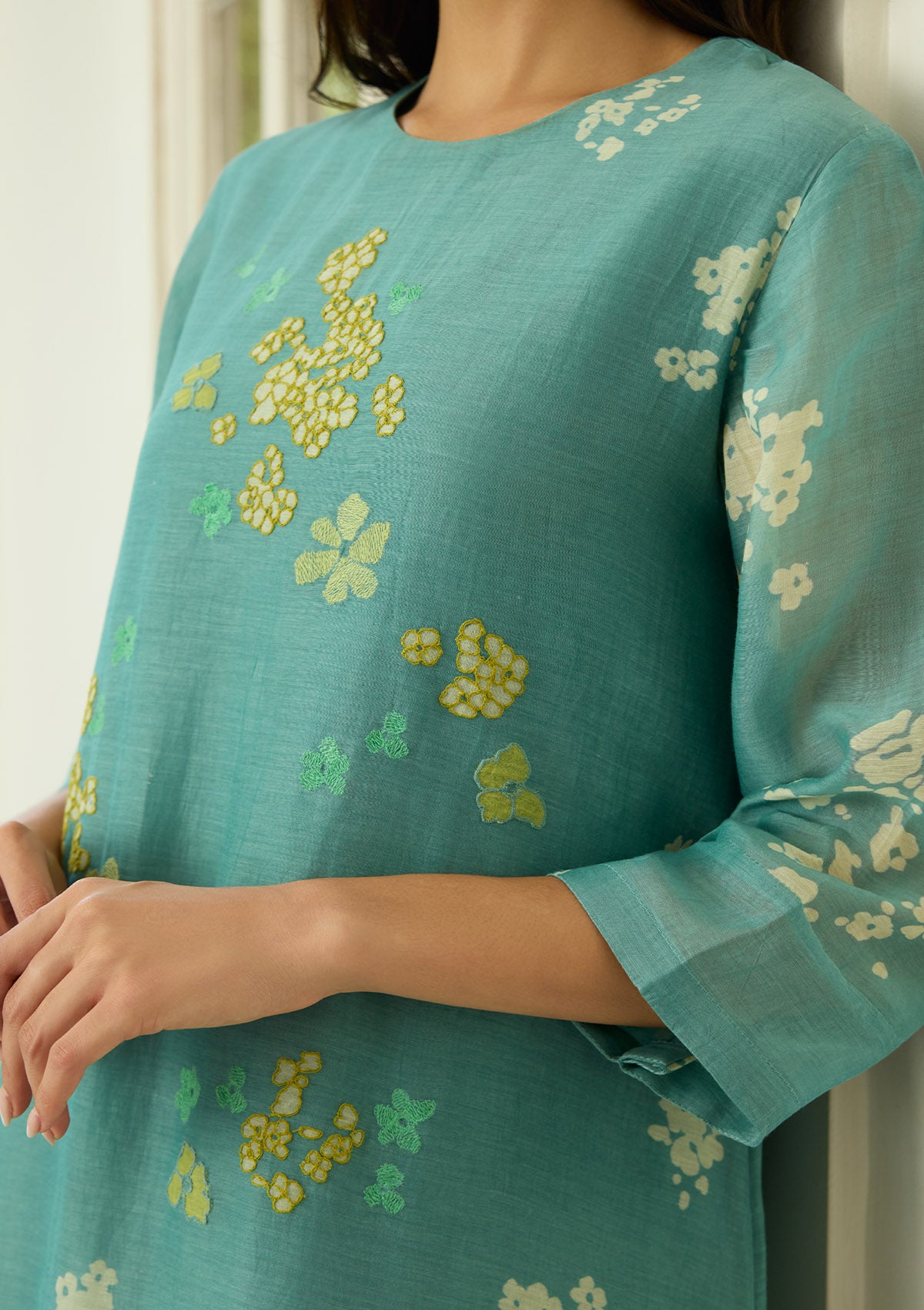Aqua Floral Applique Co-ord Set