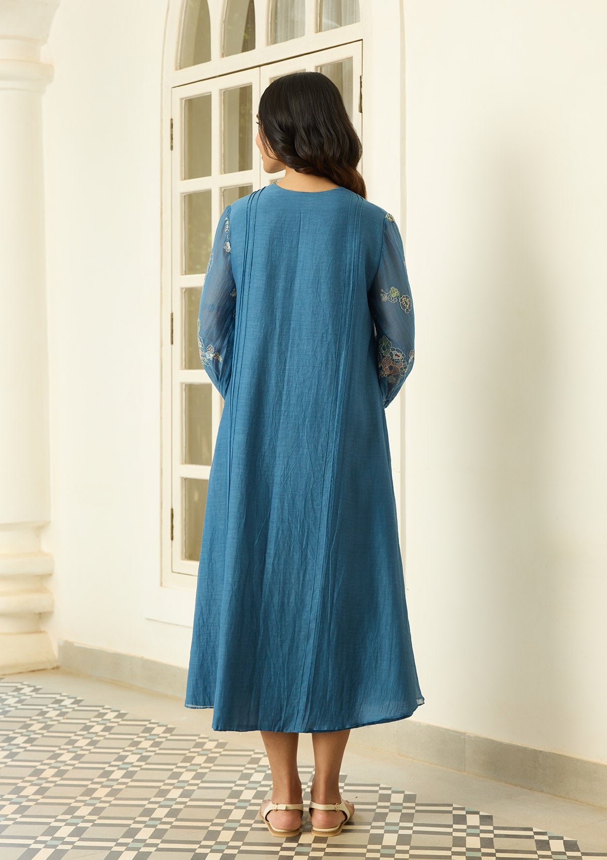 Indigo Thread Embroidered Dress