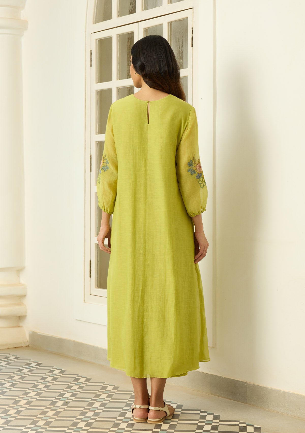 Lime Pintuck Dress