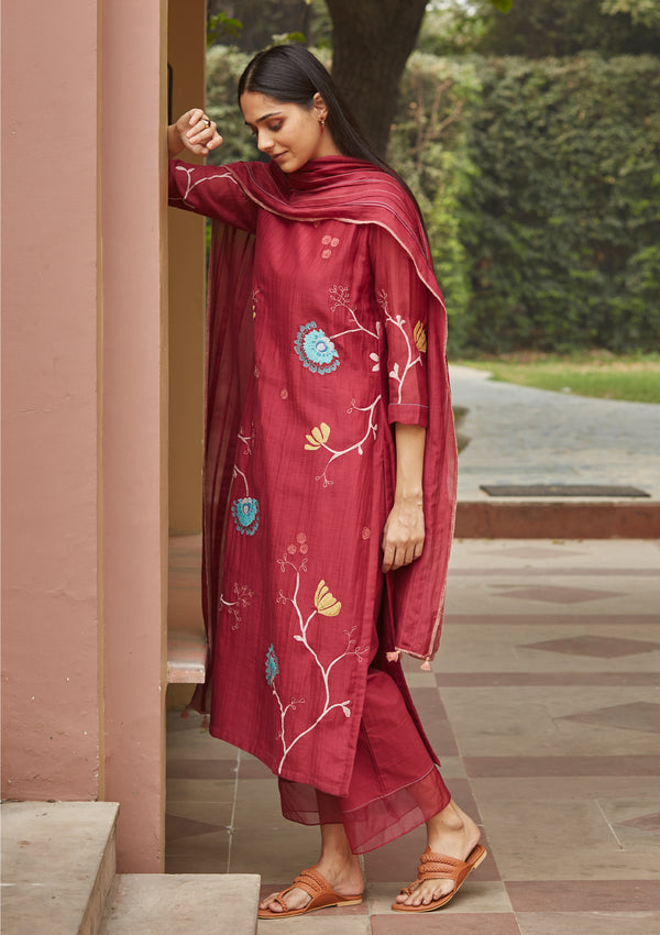 Petunia Applique Floral Kurta set