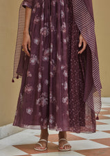 Orchid Discharge Print Anarkali Set