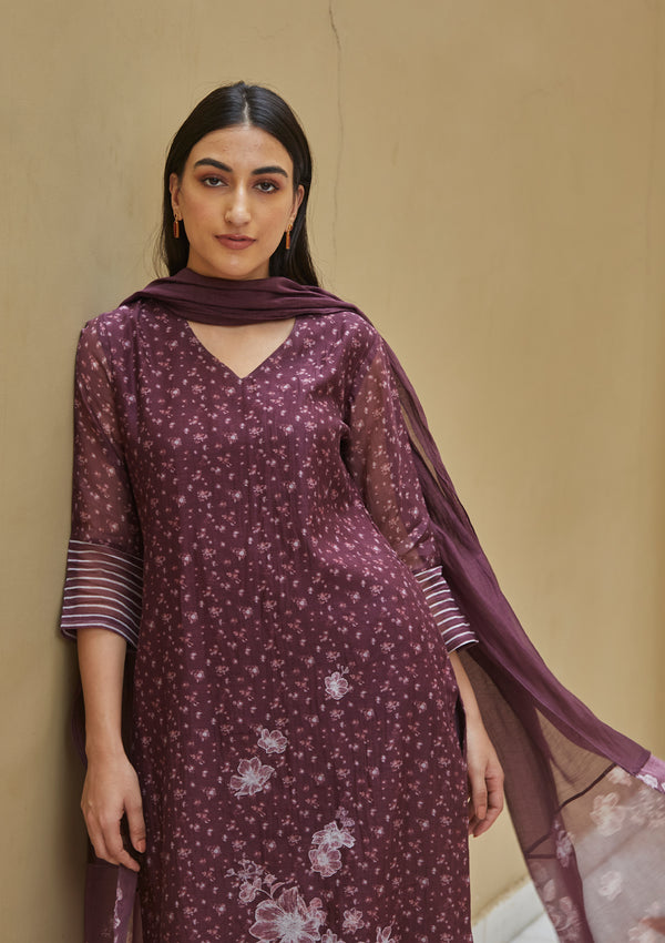 Orchid Discharge Printed Kurta Set