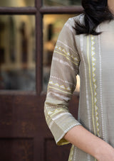 Ash and Lime Embroidered Kurta Set