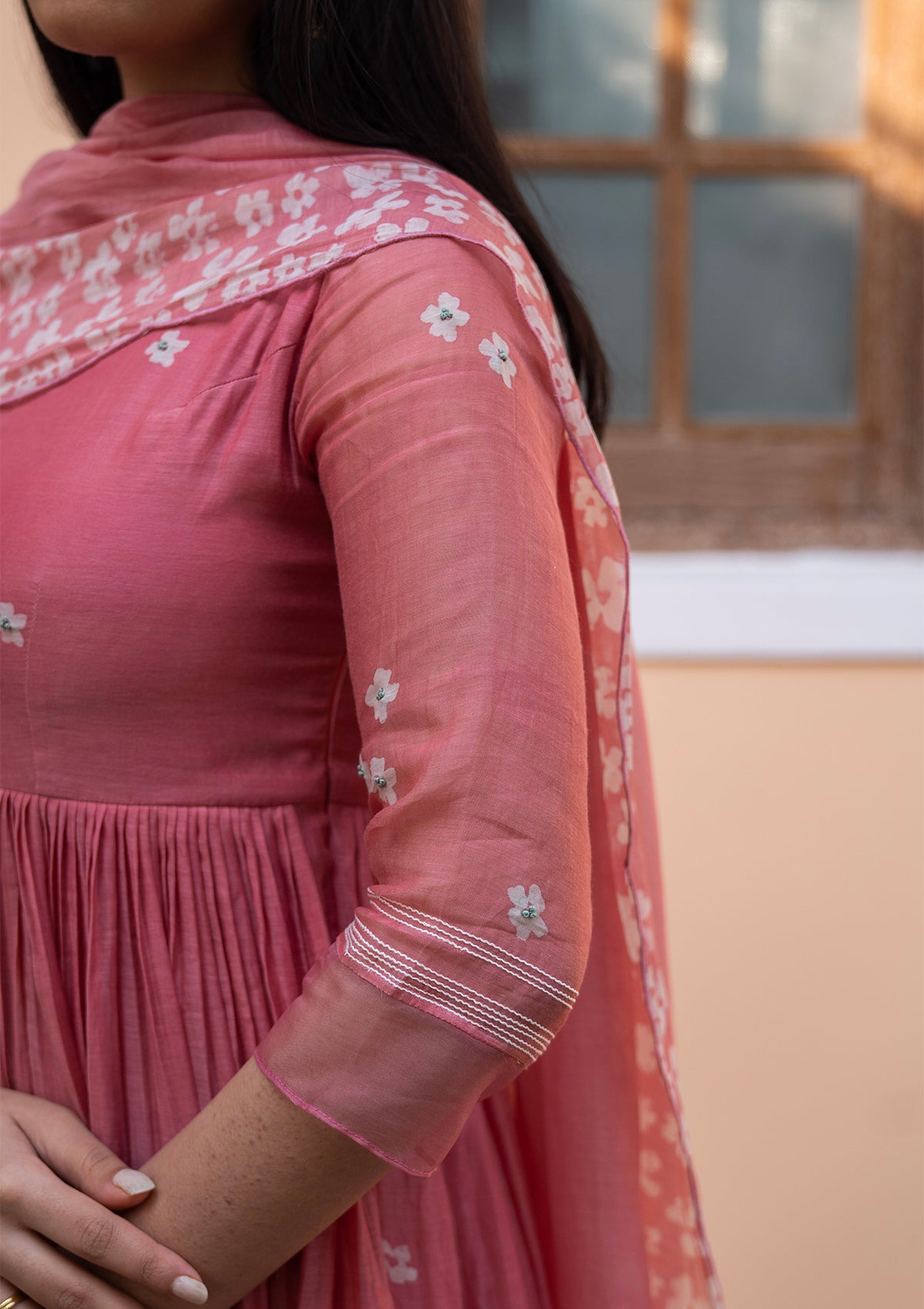 Hibiscus Discharge Print Anarkali Set