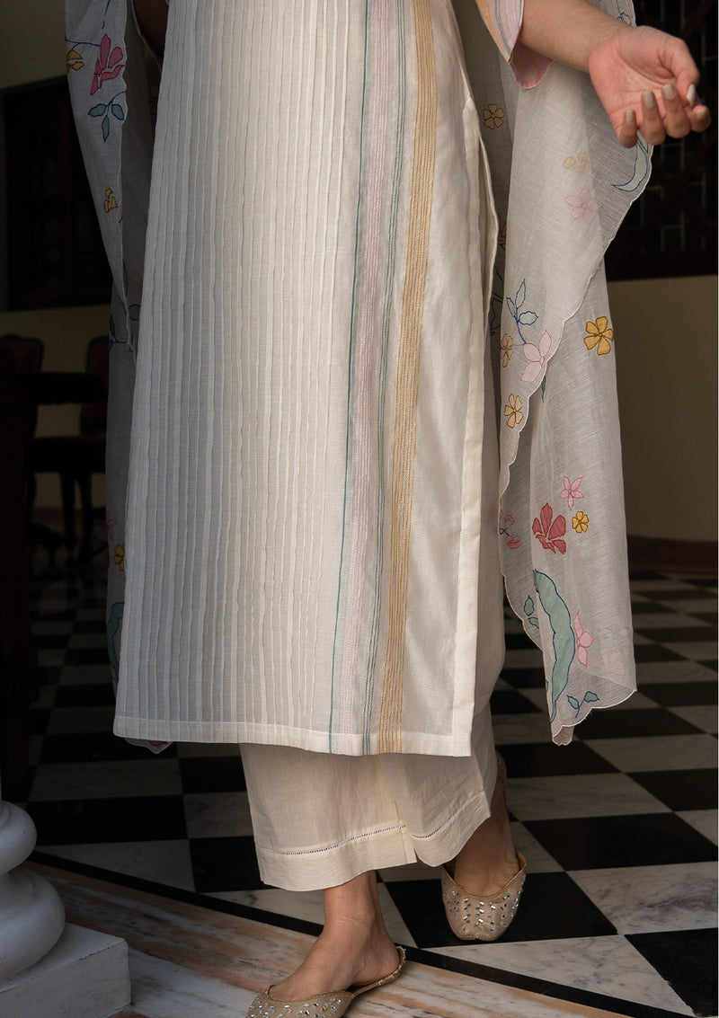 Porcelain Pintuck Kurta Set