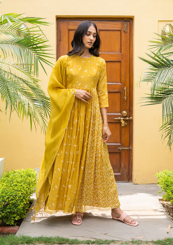 Marigold Anarkali Set