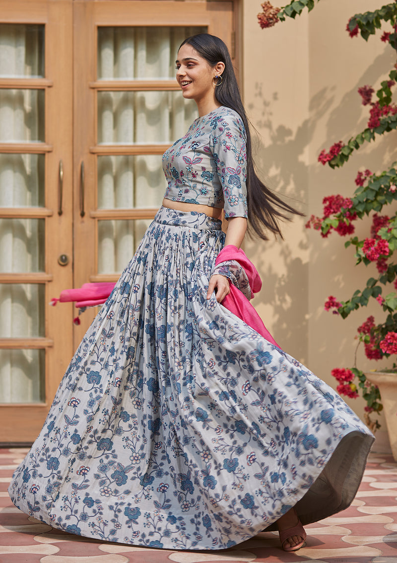 Iris Floral Print Lehenga Set